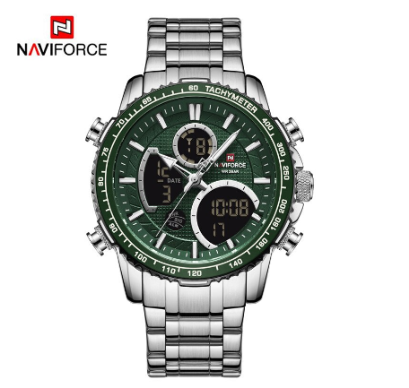 Naviforce Men Top Luxury Analog Sport Quartz Calendar Military Led Digital Chronograph Watches GREEN
