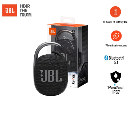 JBL Clip 4: Portable Speaker with Bluetooth, Built-in Battery, Waterproof and Dustproof