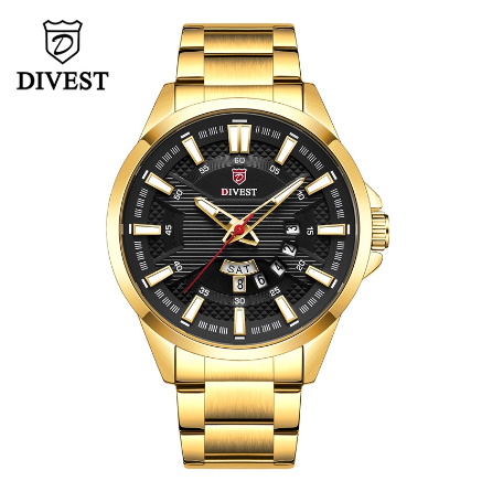 DIVEST Luxury Brand Men's Watches Fashion Business Casual Sport Men Watch Waterproof Quartz Luminous 9032 GOLD BLACK
