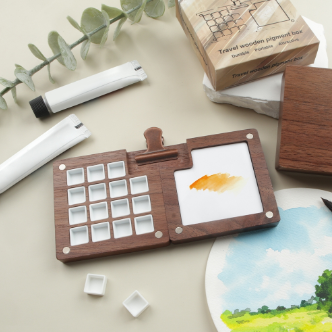 SeamiArt 15 Grids Travel Wooden Pigment Painting Box For Nail Watercolor Oil Acrylic Paint Subpackage