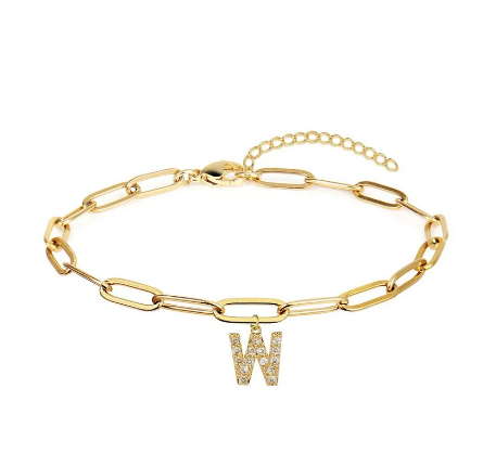 Fashion 26 Letters Alphabet Initials Crystal Bracelet Adjustable Bangle Women Men Jewelry Gift Wholesale W