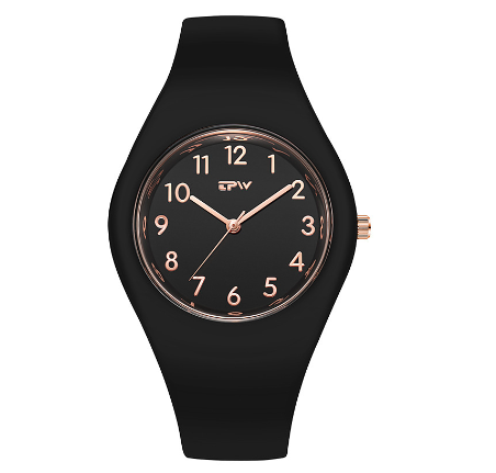 TPW Fashio Ladies Watch Rubber Strap Quartz Watches Luminous Waterproof Wrist Watch BLACK ROSEGOLD