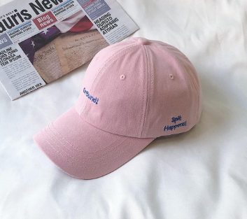 Lovito Women Sporty Letter Pattern Embroidery Cupola Bent Brim Cat'S Claw Hat LFA08486 (White/Off White/Pink/Purple)