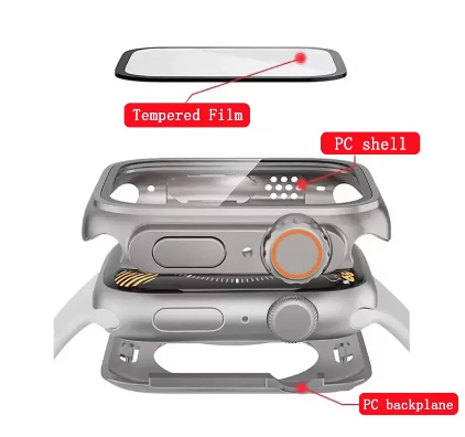 Glass+Case for Apple Watch 45mm 40 41 44mm Screen Protector Front&Rear Cover Change To Ultra Bumper iWatch Series 9 8 7 6 5 4 SE