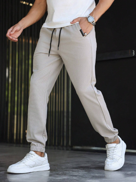 Manfinity Homme Drawstring Elastic Waist Pocket Solid Color Jogger Pants