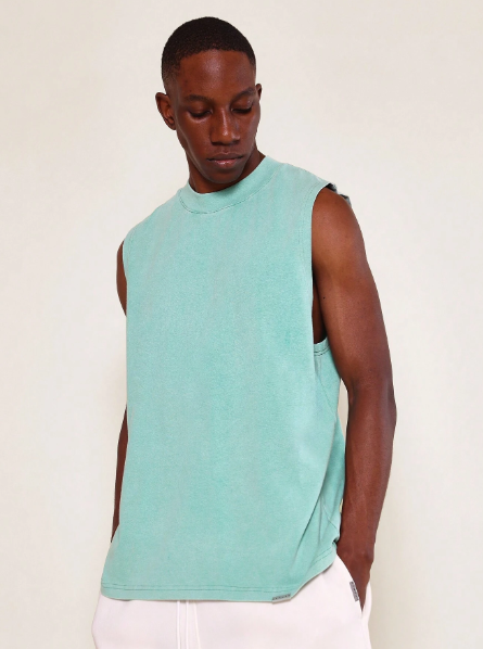 SUMWON Regular Fit Washed Sleeveless Essential Tank Top