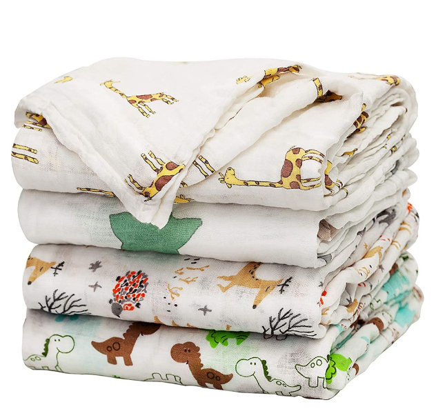 Baby Muslin Blanket 120x120cm Infant Receiving Blanket Newborn Swaddle Cotton