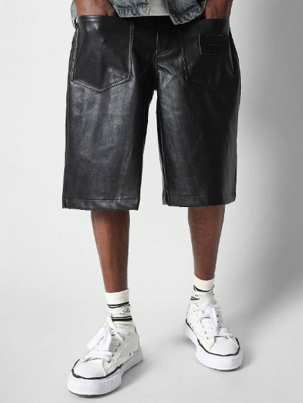 SUMWON Oversized Fit PU Carpenter Short