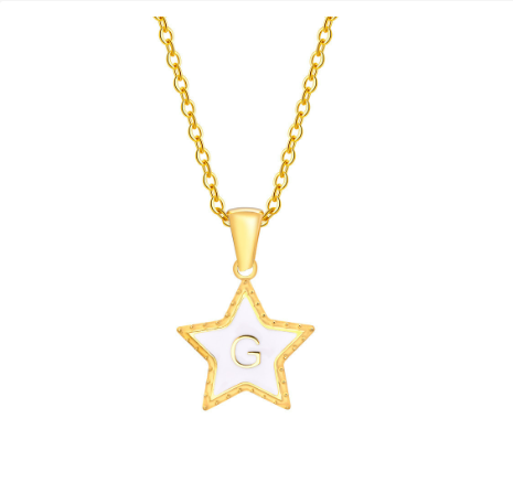 Vnox A-Z Letter Star Shope Pendant Necklace for Women,18K Gold Initial Stainlss Steel Jewelry Accessories Gift G