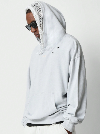 SUMWON Overhead Washed Hoodie With Distress Detail