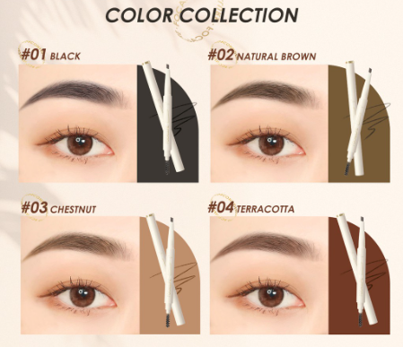 Focallure Sliding Eyebrow Pencil Highly Pigmented Soft Smooth Long Lasting Dark Brown Waterproof Makeup