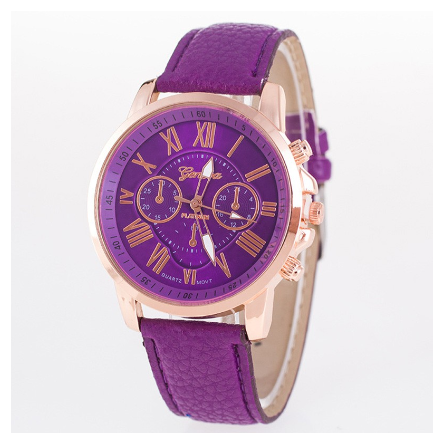 Geneva double face belt watch multi color leisure quartz Roman lettered fake three eye men's and women's universal watch M1