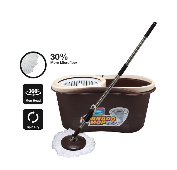 Home Gallery Tornado Mop MEDIUM With Spin Dry Small Bucket Set with 1pc Microfiber Mop Head ZT30 1