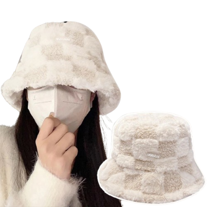 Lovito Women Casual Checkerboard Faux Fur Hats LFA10352