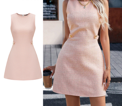 Lovito Women Elegant Plain Pearls Dress L65ED162 Pink