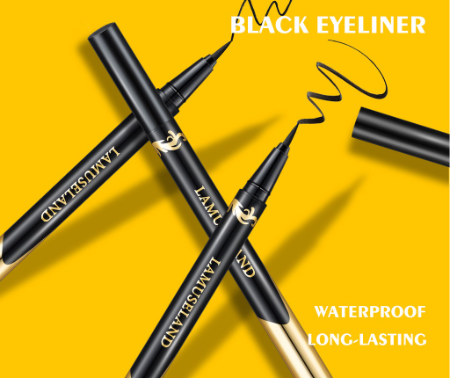 Lamuseland Inky Black Eyeliner Lasting Waterproof Sweatproof Highly Pigmented 24 Hours Eye Makeup