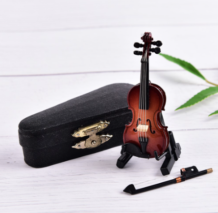 AMPH Violin Wooden Miniature Musical Instrument With Box
