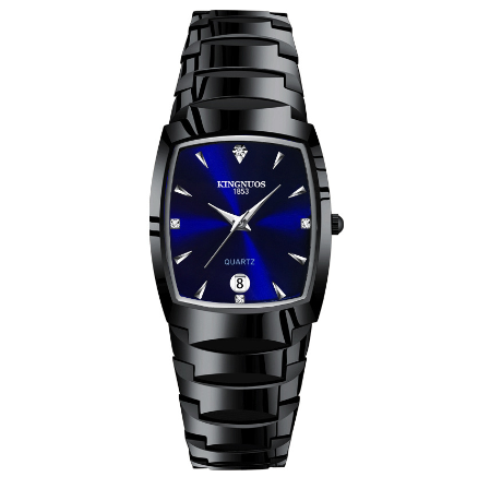 Fashion Tungsten Steel Color Square Couple Style Steel Band Calendar Watch Waterproof Luminous Men's and Women's Student M2