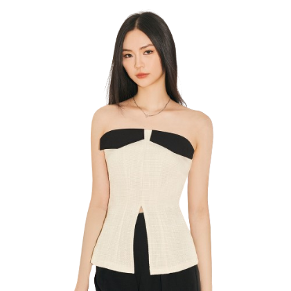 Lovito Women Colorblock Split Front Tank Top L61AD059 (Apricot)