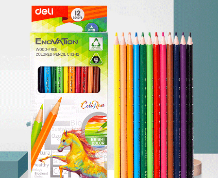 Deli 12Pcs Color Pencil Portable Art Set Art Painting Colored Pencil School Supplies