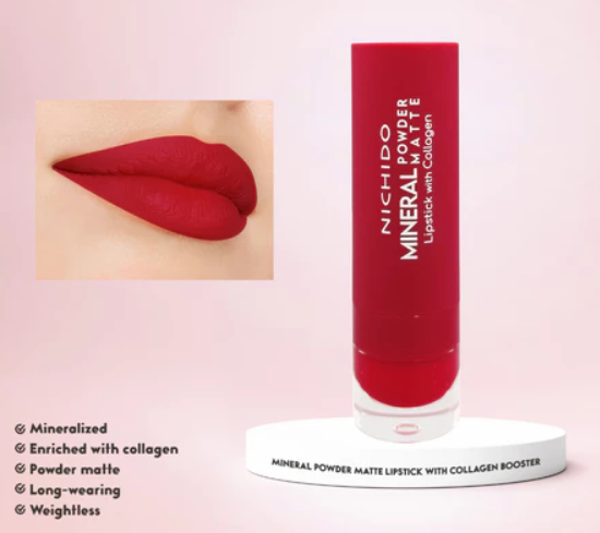 NICHIDO Mineral Powder Matte Lipstick With Collagen Booster - Malibu
