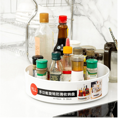 Desk Top Multi Functional 360 degree Rotating Shelf Storage Tray Anti Slip Office Household Kitchen