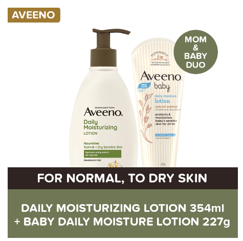 Aveeno Daily Moisturizing Lotion 354ml + Aveeno Baby Daily Moisture Lotion 227g Bundle