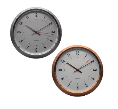 At Home Deluxe Drake SIlent Metal Wall Clock 14 Inches Easy Read Analog Home, Office, Bedroom