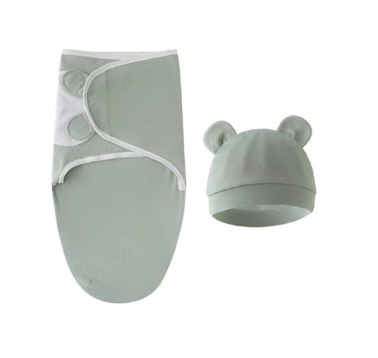 Newborn Baby Muslin Swaddle Blanket Hat Set Swaddle Bedding Wrap Blanket Baby Swaddling S80