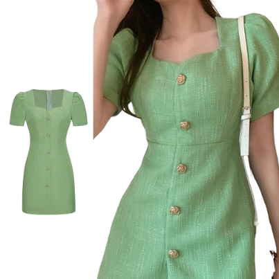 Lovito Women Casual Plain Scallop Pearls Structure Line -Sweetheart Dress L68ED299 (Ombre)