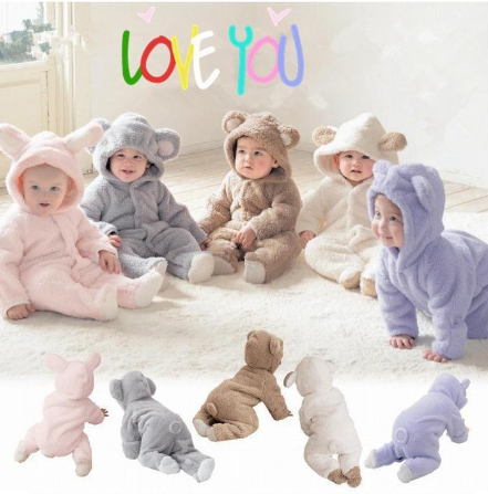 BCBL Baby Romper Born Girl Boy Clothes Autumn Winter Coral Fleece Hoodie Long Sleeve Toddler Soft Jumpsuit