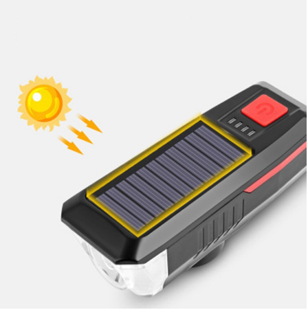 Bike Light Solar Horn Light USB Rechargeable Bicycle Front Light Bicycle Glare Flashlight Accessorie