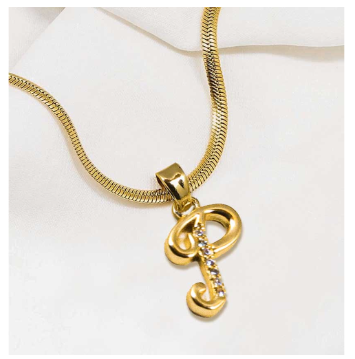 LAJ 18k Gold Stainless Steel Initial A-Z Necklace SLP116 LETTER with LX873D FREEBOX P