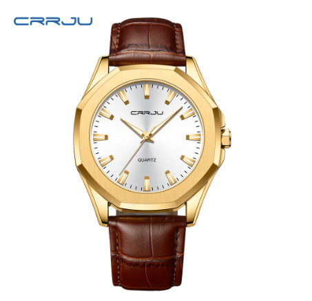 CRRJU Men's Watches Original Brand Genuine Luminous Hands High Quality Leather Strap Fashion Casual Business Sports Quartz Waterproof Watch M01