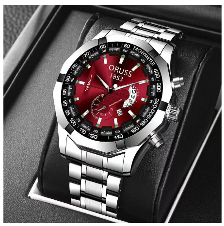Original ORUSS Men's Stainless Steel Waterproof Luxury Fashion Business Watch Automatic Quartz Wrist Men M5
