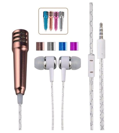 Karaoke Mini Microphone with headset 3.5mm Portable Stereo MIC with Earphone (km)