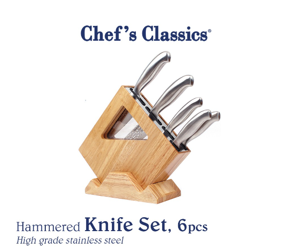 Chef's Classics Hammered Stainless Steel Knife Set, 6pcs