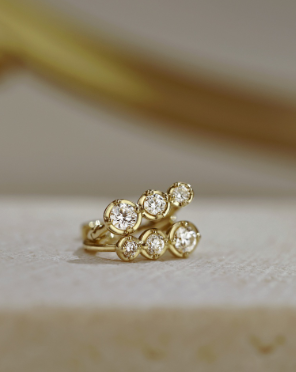 Silver Plated 14K Gold Earrings Female Gradient Three Diamonds Shining Ear Buckles