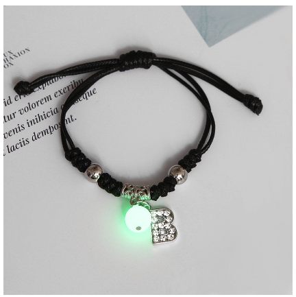 Luminous Couple Bracelet 26 English Letters Crystal Friendship Bracelet Women Men Jewelry Glow in the Dark B