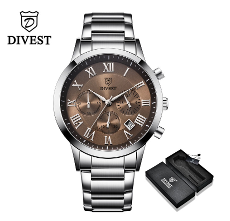 DIVEST Men's Watches Fashion Sport Business Casual Men Watch Quartz Waterproof Date Chrono 9009 M2