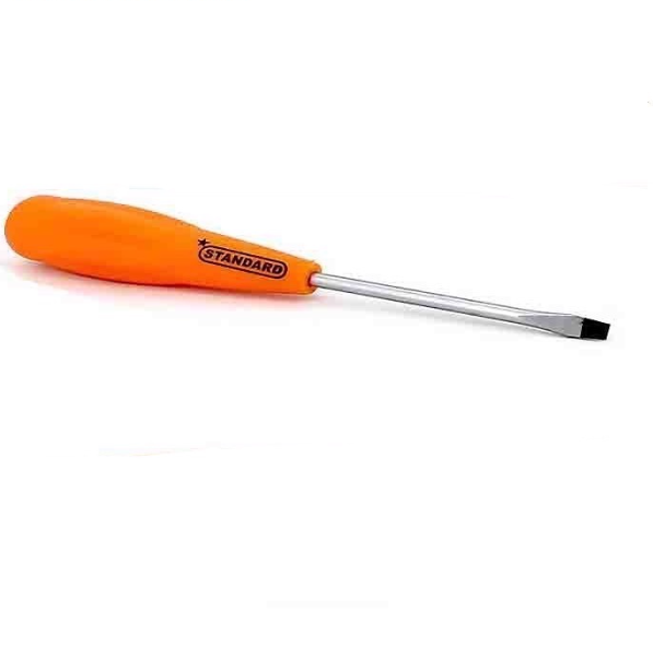 Standard Flat Screw Driver Yellow Rubber +/- 6mmx4" (SD0416-0417)