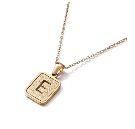 St. Kunkka 316L Stainless Steel Hollow A-Z Letter Pendant Necklace for Gift and Birthday Gift  E