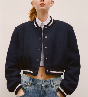 ZARA New Women's College Style Contrast Color Loose Baseball Jacket