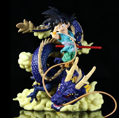 Dragon Ball Z Figure Fat Bye Son Goku Childhood Sitting On The Shenron Pvc Statue Anime Figurine Doll Toys