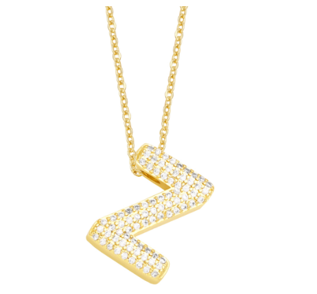 Fashion Clear Crystal A-Z Initial Necklace for Women Copper Gold Plated 26 Letters Pendant Name Jewelry Gifts Z
