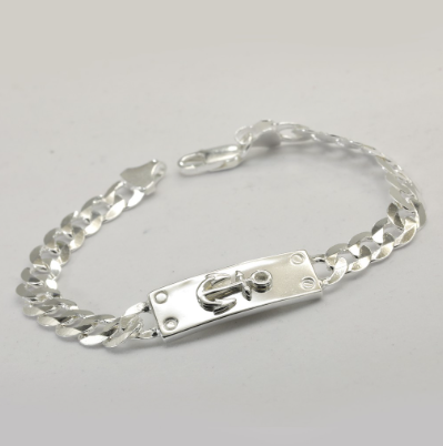Silver WM038 Italy 925 Anchor Men's Bracelet
