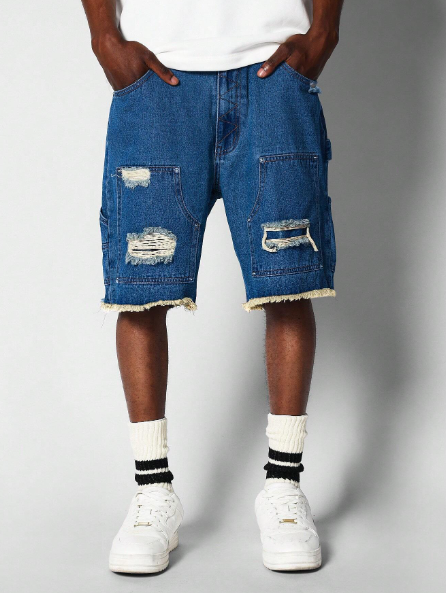 SUMWON Distressed Carpenter Denim Short