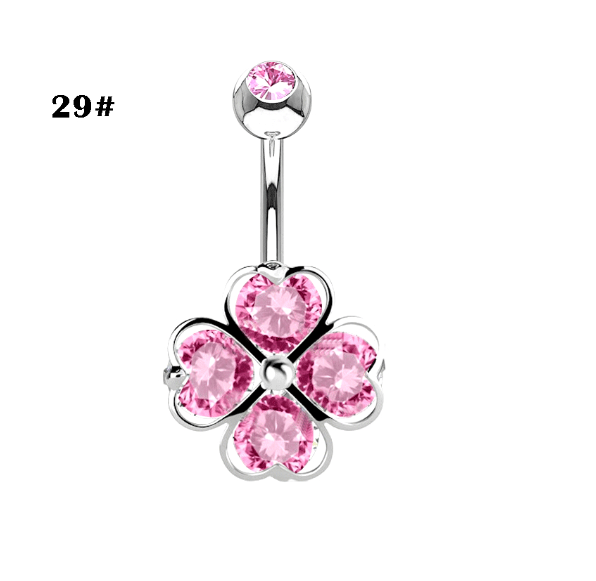 Stainless Steel Heart Piercing Jewellery Zirconia Butterfly Belly Button Ring Belly Button Clasp Pink 29
