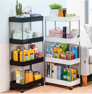 4 layer Bath Rack Bathroom Shelves Rolling Trolley Kitchen Organizer Room Organizer Storage-Z635