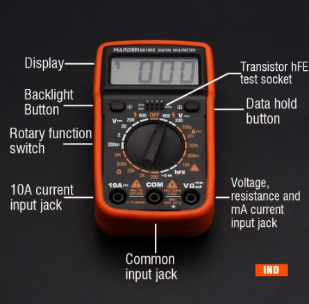 Harden 661002 Digital Multimeter (Professional) Electricity Tester 0~600v True Rms Lcd Multi